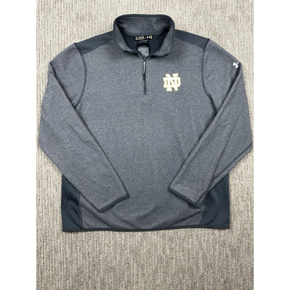 Under Armour Notre Dame Fighting Irish Gray Quarter Zip Pullover Mens XL